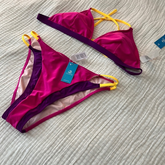 CUPSHE Hot Pink Bikini XL top L bottoms - Picture 5 of 6